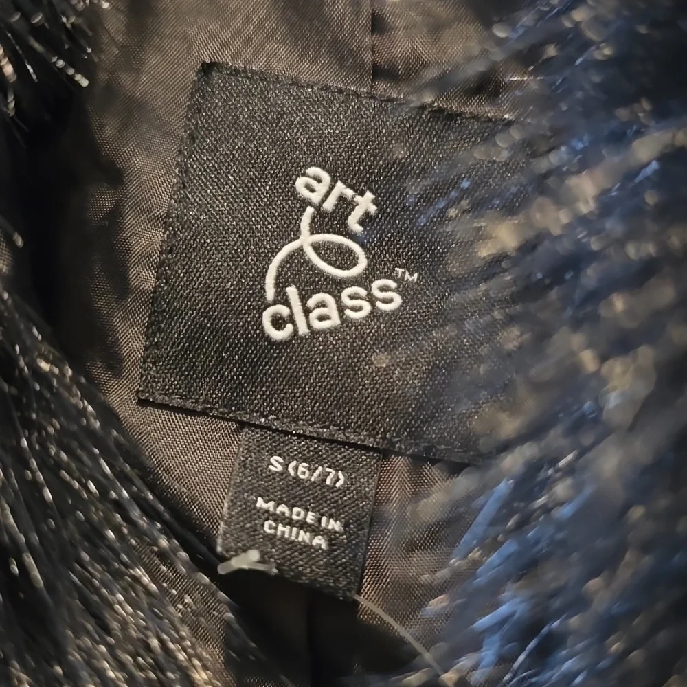 Art Class Black Faux Fur Teddy Jacket‎ Size Small NWT
